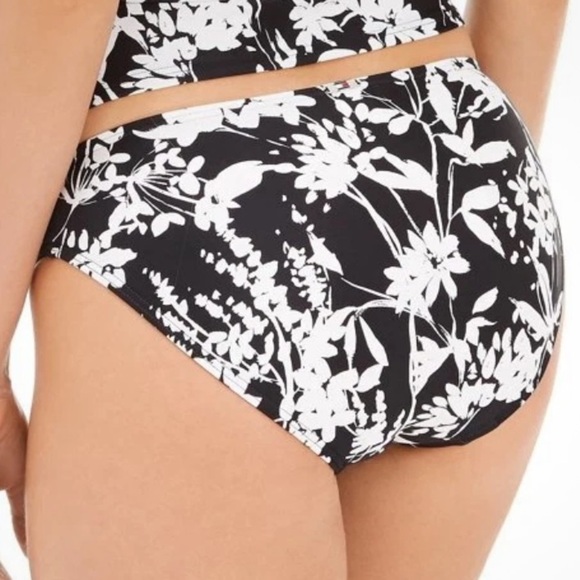 Tommy Hilfiger Womens Small Floral Hipster Bikini Bottoms Black White NWT - Picture 2 of 8